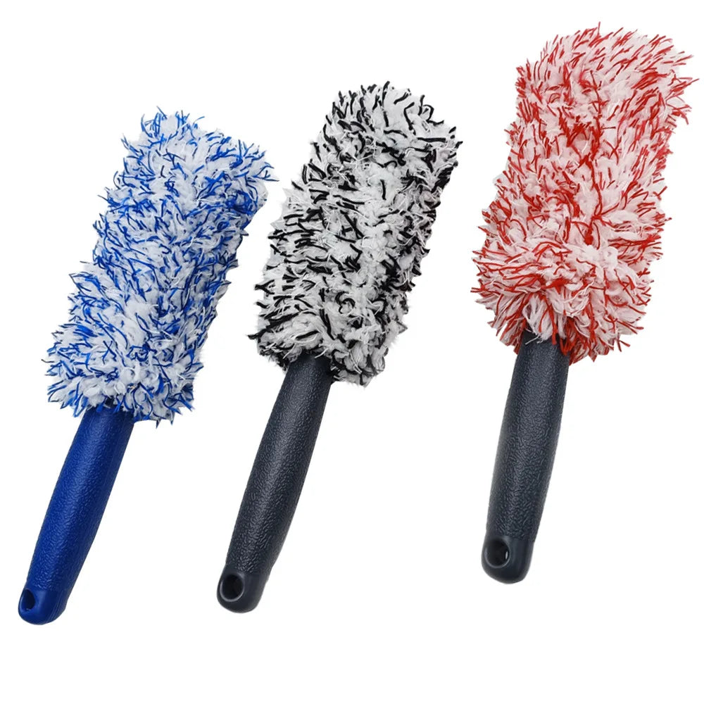 Car Wash Super Brush Plush Premium Wheels Brush Non-Slip Handle Easy to Cleaning Rims Spokes Wheel Barrel Car Accessories