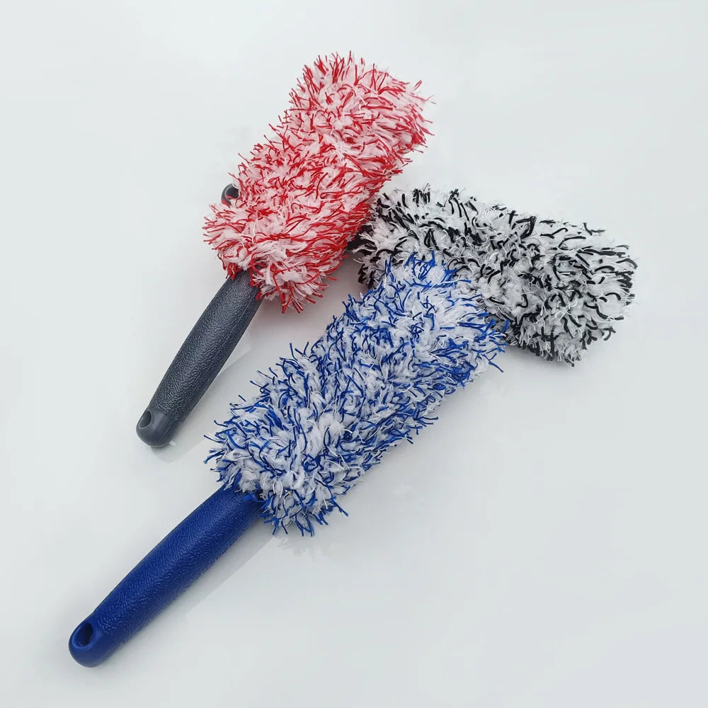 Car Wash Super Brush Plush Premium Wheels Brush Non-Slip Handle Easy to Cleaning Rims Spokes Wheel Barrel Car Accessories