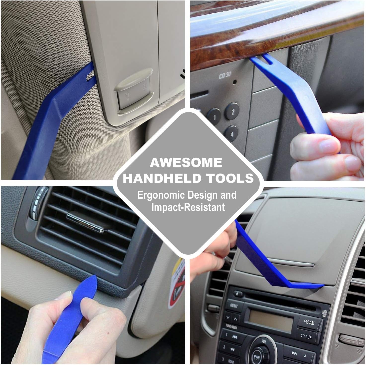 Auto Trim Removal Tool Set Door Clip Panel Removal Tool Set Car Pry Tool with Fastener Remover for Car Dash Radio Audio Installer Pry Tool 9PCS